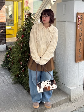 「アイテム（メガネ）」を使った、rin.さん（レディース・153cm）の冬コーディネート