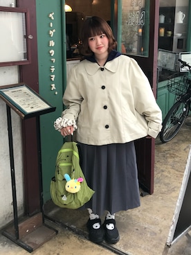 「アイテム（その他アウター）」を使った、rin.さん（レディース・153cm）の春コーディネート