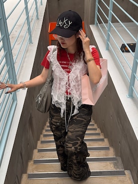 「JEANASIS（ジーナシス）のアイテム」を使った、rin.さん（レディース・153cm）の夏コーディネート