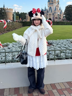 「アイテム（ボストンバッグ）」を使った、rin.さん（レディース・153cm）の冬コーディネート