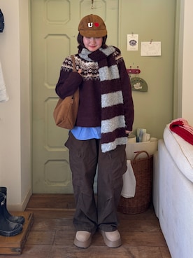 「アイテム（スリッポン）」を使った、rin.さん（レディース・153cm）の冬コーディネート