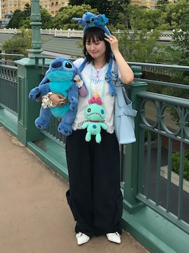 「JEANASIS（ジーナシス）のレースドッキングサテンNS/859258（ベスト、ホワイト系）」を使った、rin.さん（レディース・153cm）の夏コーディネート