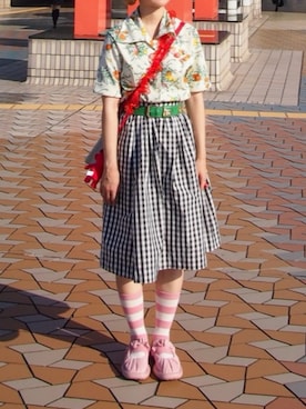 「アイテム（ソックス/靴下）」を使った、クリヤマさん（レディース・158cm）の秋コーディネート