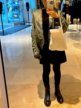 「Alpha Industries（アルファインダストリーズ）のアイテム（MA-1）」を使った、たぬきさん（レディース・153cm）の秋コーディネート