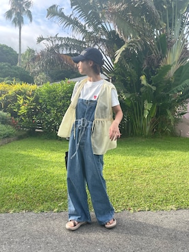 「アイテム（つなぎ/オールインワン）」を使った、myuca5さん（レディース・156cm）の夏コーディネート