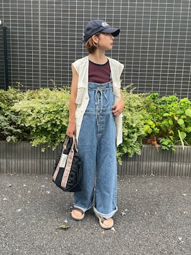 「アイテム（オールインワン・サロペット）」を使った、myuca5さん（レディース・156cm）の夏コーディネート