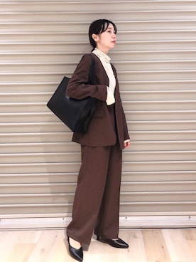「LEPSIM（レプシィム）のアイテム（ノーカラージャケット）」を使った、noriさん（レディース・155cm）の秋コーディネート