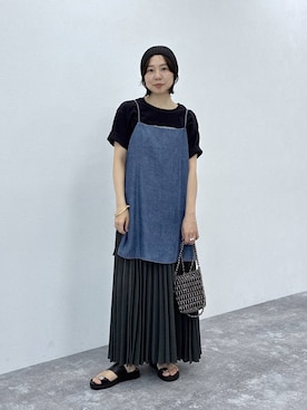 「LEPSIM（レプシィム）のメタルスライドサンダル　638914（Sandals、ブラック系）」を使った、noriさん（レディース・155cm）の春コーディネート