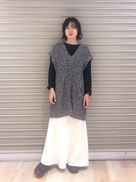 「ボリュームニット」｜「アイテム（アクセサリー）」を使った、noriさん（レディース・155cm）の秋コーディネート
