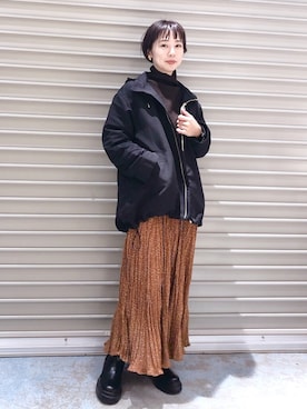 「タートルネック」｜「アイテム（マウンテンパーカー）」を使った、noriさん（レディース・155cm）の秋コーディネート