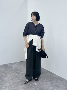 「LEPSIM（レプシィム）の【500mlペットボトルも入る】ソフトタックショルダーバッグ　633027（ショルダーバッグ、ブラック系）」を使った、noriさん（レディース・155cm）の冬コーディネート