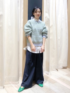 「アイテム（パンプス、グリーン系）」を使った、noriさん（レディース・155cm）の冬コーディネート