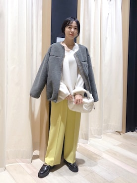 「キルティングバッグ」｜「アイテム（ノーカラージャケット）」を使った、noriさん（レディース・155cm）の秋コーディネート