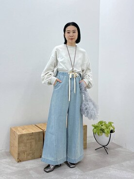 「LEPSIM（レプシィム）のイージーバギーデニム　290477（デニムパンツ）」を使った、noriさん（レディース・155cm）の冬コーディネート