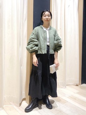「甘辛mix」｜「アイテム（MA-1）」を使った、noriさん（レディース・155cm）の秋コーディネート