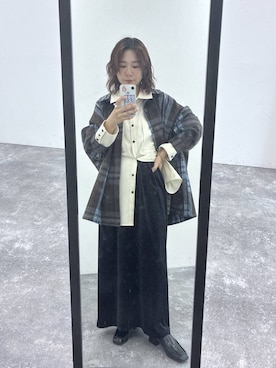 「LEPSIM（レプシィム）のピリング長袖シャツ　1049482（シャツ/ブラウス、ホワイト系）」を使った、noriさん（レディース・155cm）の秋コーディネート