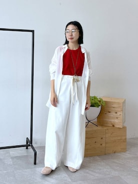 「LEPSIM（レプシィム）のイージーバギーデニム　290477（デニムパンツ）」を使った、noriさん（レディース・155cm）の春コーディネート