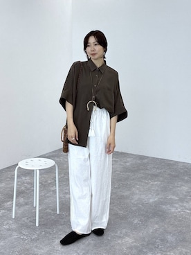 「LEPSIM（レプシィム）の刺繍レースパンツ　638913（Pants、ホワイト系）」を使った、noriさん（レディース・155cm）の春コーディネート