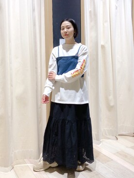 「LEPSIM（レプシィム）のデニムアソートビスチェ　182646（その他トップス）」を使った、noriさん（レディース・155cm）の春コーディネート