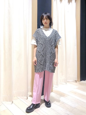 「ボリュームニット」｜「アイテム（アクセサリー）」を使った、noriさん（レディース・155cm）の秋コーディネート