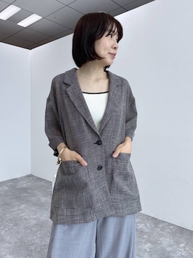「LEPSIM（レプシィム）のサイドタックパンツ　637655（Pants、グレー系）」を使った、noriさん（レディース・155cm）の春コーディネート