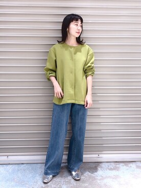 「LEPSIM（レプシィム）のアイテム（ノーカラージャケット）」を使った、noriさん（レディース・155cm）の冬コーディネート