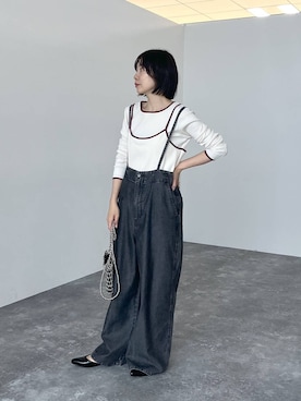 「LEPSIM（レプシィム）のストラップミュールパンプス　647404（パンプス、ブラック系）」を使った、noriさん（レディース・155cm）の春コーディネート