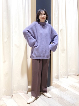 「袖ボリューム」｜「アイテム（スラックス）」を使った、noriさん（レディース・155cm）の秋コーディネート