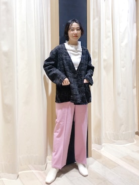 「LEPSIM（レプシィム）のアイテム（ノーカラージャケット）」を使った、noriさん（レディース・155cm）の冬コーディネート