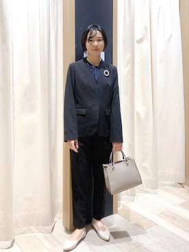 「LEPSIM（レプシィム）のアイテム（ノーカラージャケット）」を使った、noriさん（レディース・155cm）の冬コーディネート