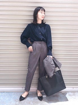 「LEPSIM（レプシィム）のアイテム（ノーカラージャケット）」を使った、noriさん（レディース・155cm）の冬コーディネート