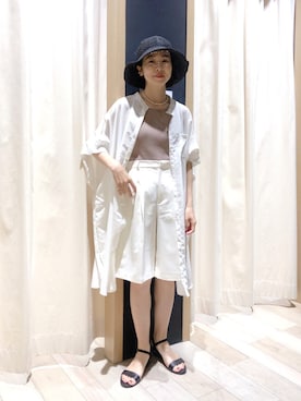 「ハーフパンツ」｜「アイテム（チュニック）」を使った、noriさん（レディース・155cm）の春コーディネート
