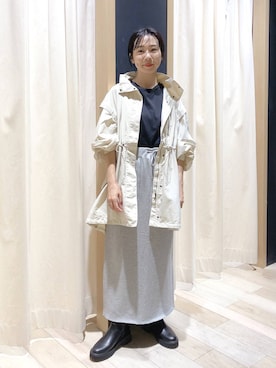 「アイテム（ミリタリージャケット、ホワイト系）」を使った、noriさん（レディース・155cm）の秋コーディネート