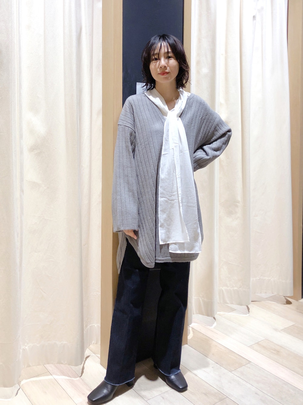 【新品】YAYA＊ボウタイブラウス＊チュニック✳︎秋コーデ 新品】YAYA＊ボウタイブラウス＊チュニック✳︎秋コーデ
