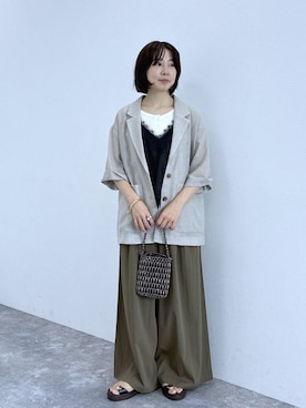 「LEPSIM（レプシィム）の3タックパンツ　646560（Pants、ブラウン系）」を使った、noriさん（レディース・155cm）の春コーディネート