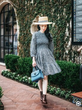 「blue」｜「アイテム（ワンピース）」を使った、lisavmさん（レディース・157cm）の秋コーディネート