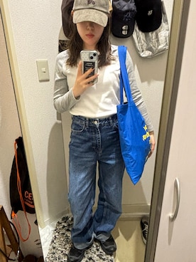 「MOMA（モマ）のアイテム」を使った、minamiさん（レディース・155cm）の春コーディネート