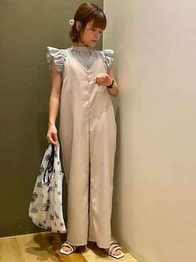 「ELENCARE DUE（エレンカーレデュエ）のアイテム（サロペット/オーバーオール）」を使った、moun3さん（レディース・151cm）の夏コーディネート