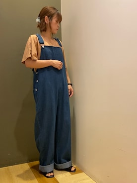 「フレアスリーブ」｜「アイテム（サロペット/オーバーオール）」を使った、moun3さん（レディース・151cm）の夏コーディネート