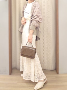 「earth music&ecology（アースミュージックアンドエコロジー）のアイテム（MA-1）」を使った、xxka01さん（レディース・148cm）の春コーディネート