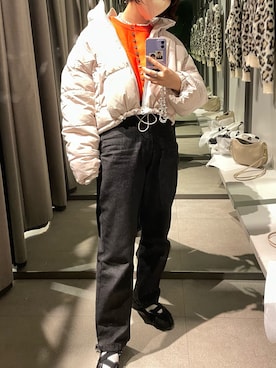 「H&M（エイチ・アンド・エム）のアイテム（ダウンジャケット/コート）」を使った、roroさん（レディース・157cm）の冬コーディネート