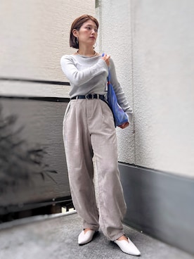 「menue（メヌエ）のU字カッティング フラットパンプス（パンプス）」を使った、がじゅめさん（レディース・151cm）の秋コーディネート