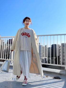 「巾着バッグ」｜「アイテム（ムートンコート）」を使った、がじゅめさん（レディース・151cm）の冬コーディネート