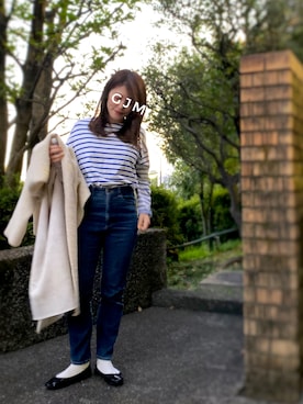 「白ソックス」｜「アイテム（ムートンコート）」を使った、がじゅめさん（レディース・151cm）の冬コーディネート