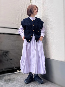 「アイテム（シャツワンピース）」を使った、がじゅめさん（レディース・151cm）の秋コーディネート
