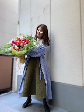 「スクエアトゥ」｜「アイテム（シャツワンピース）」を使った、がじゅめさん（レディース・151cm）の冬コーディネート