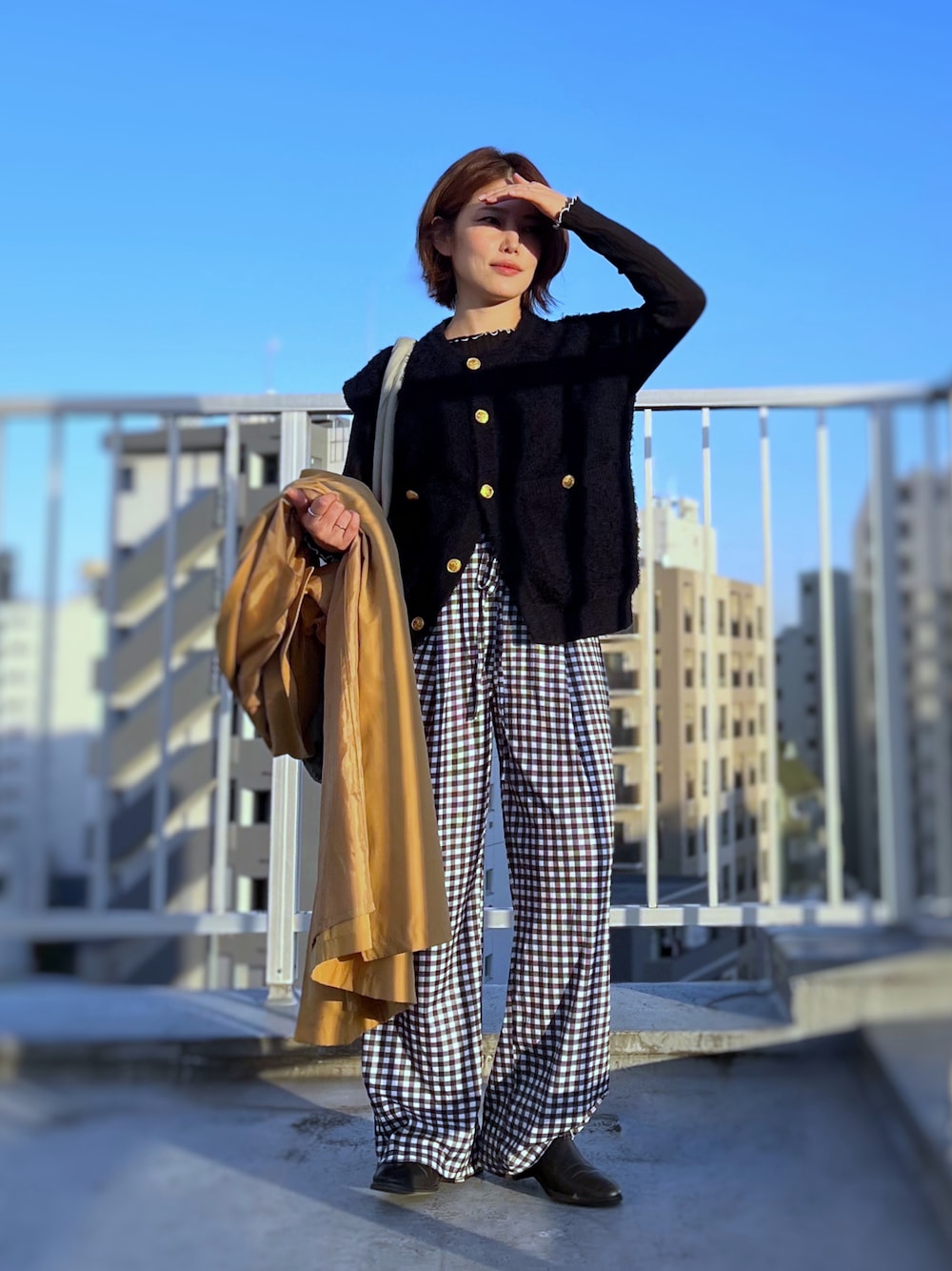 美品◎23AW MACPHEE ツイーディーラッフル クルーネックジレ MACPHEE（マカフィー）の「ツイーディーラッフル クルーネックジレ