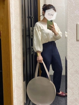 「ラウンドバッグ」｜「アイテム（アクセサリー）」を使った、がじゅめさん（レディース・151cm）の春コーディネート