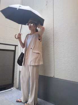 「スウエットパンツ」｜「アイテム（サンダル）」を使った、がじゅめさん（レディース・151cm）の夏コーディネート