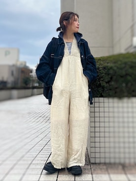 「アイテム（つなぎ/オールインワン）」を使った、がじゅめさん（レディース・151cm）の冬コーディネート